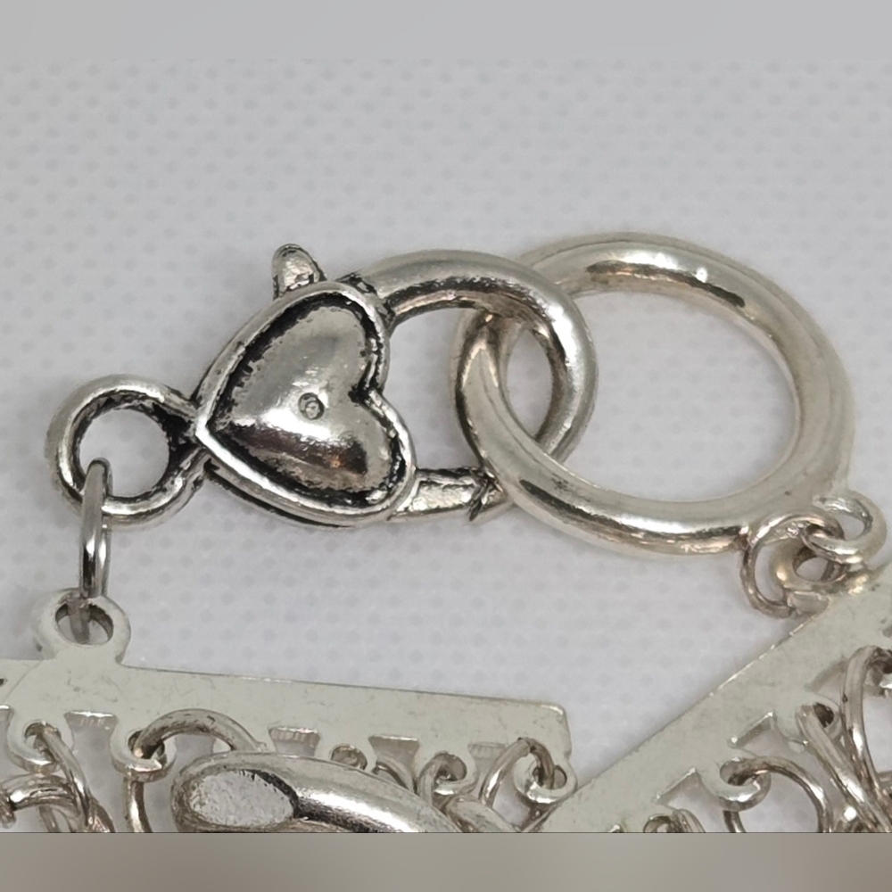 Silver Multi Strand Chain Bracelet Rhinestone Chunky Statement - Picture 6 of 6